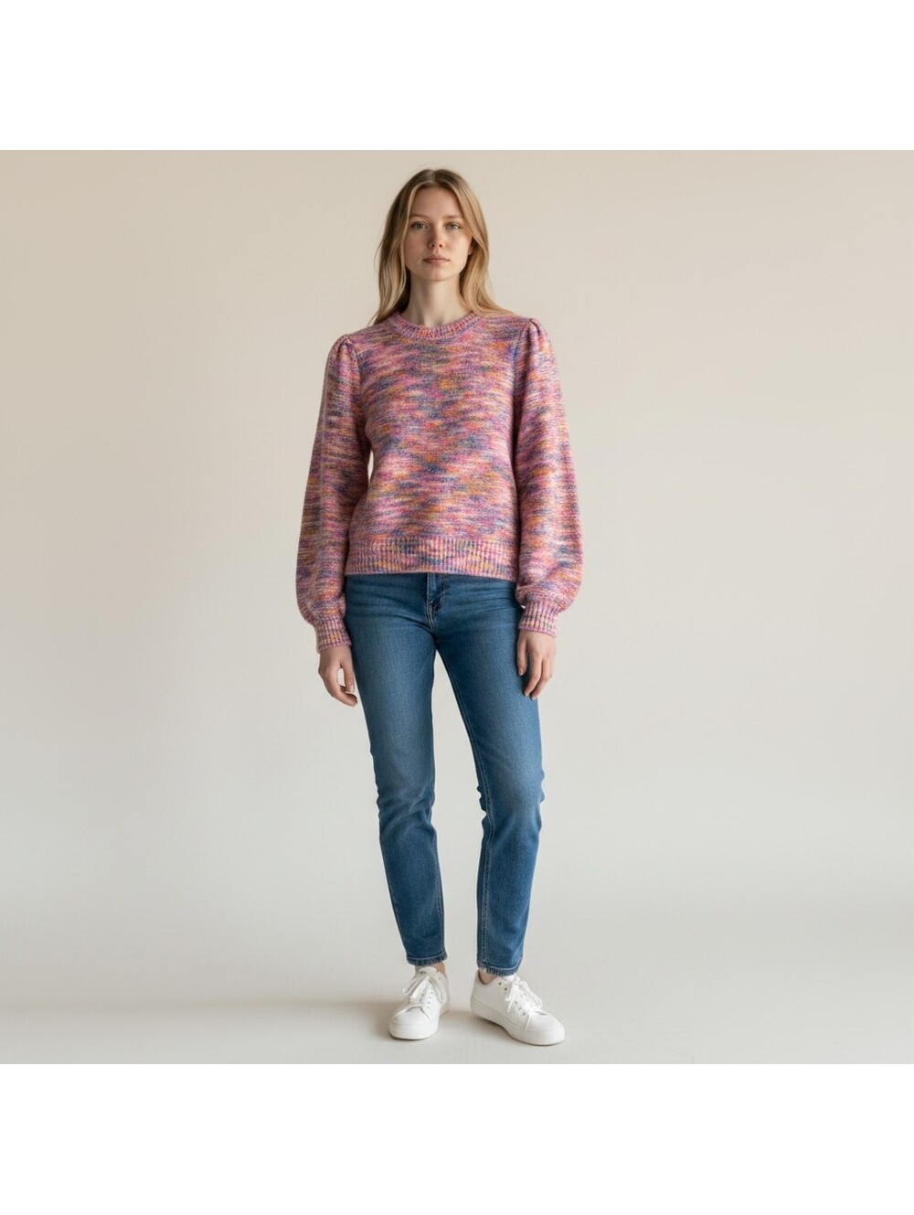 J. Crew Sweater Pullover Women M Medium Pink Striped Knit Long Sleeve Soft Cozy